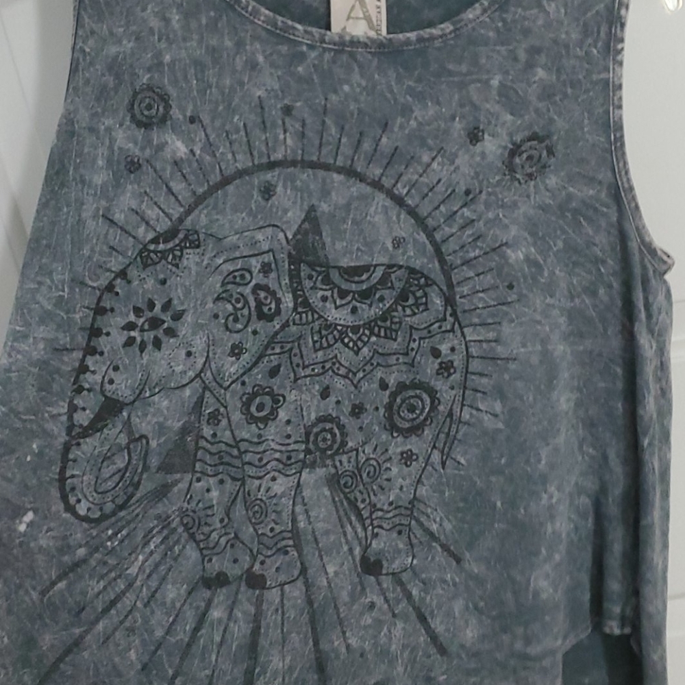 Distressed elephant tank top